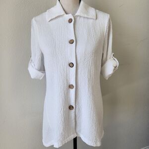 Peck &‎ Peck Womens Small Summer Beach Button Up White Blouse